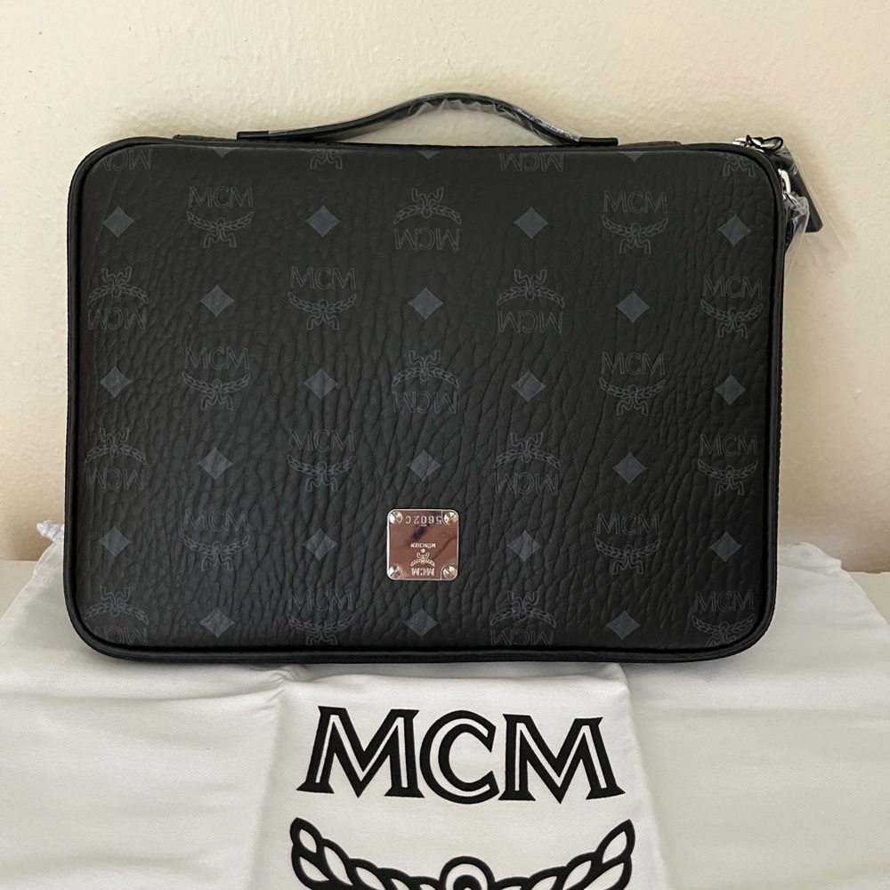 NWT MCM 11” IPad Case Black Logo Visetos $425.